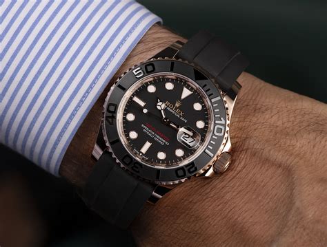 gold watch black face rolex|rolex rose gold yachtmaster 40mm.